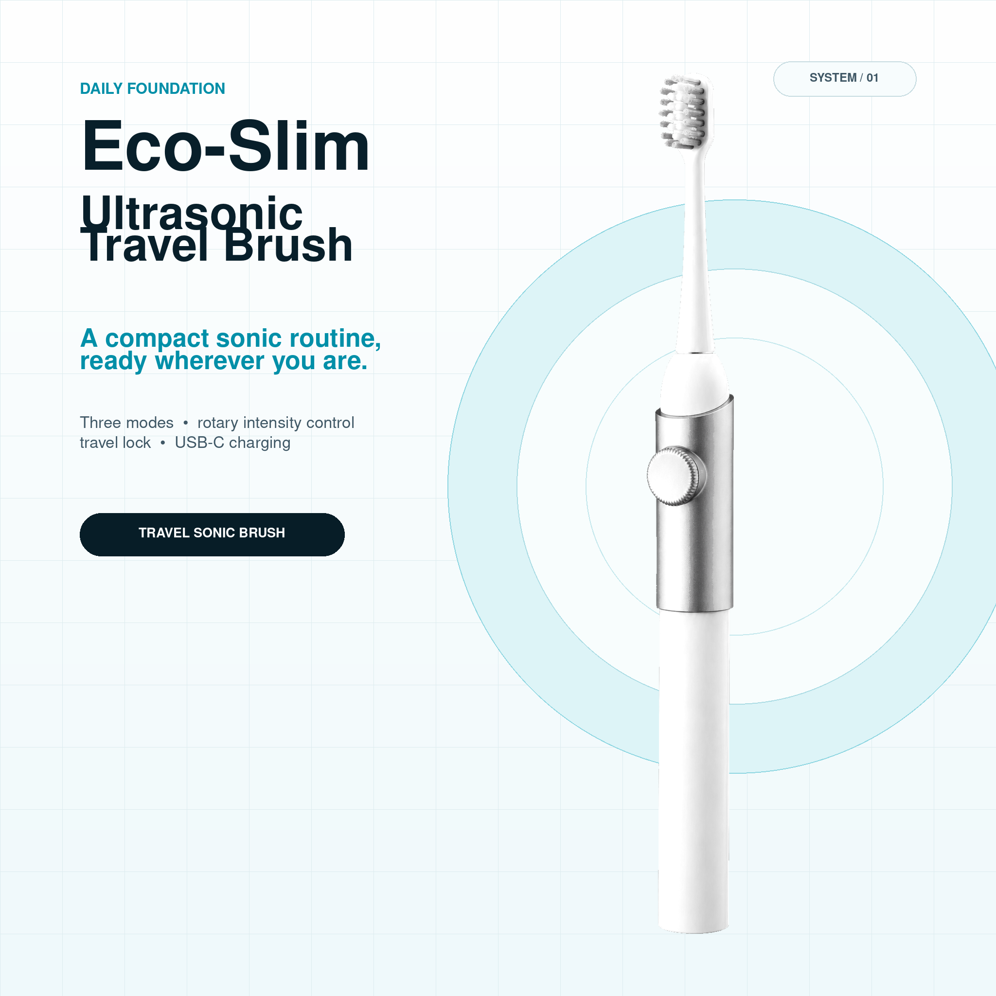 Eco-Slim Ultrasonic Travel Brush
